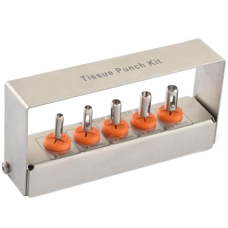 AAProTools Dental Tissue Punch Kit 5 Pcs Set Free Bur Holder DN-2237 - Image 1
